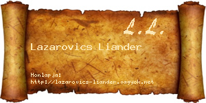 Lazarovics Liander névjegykártya